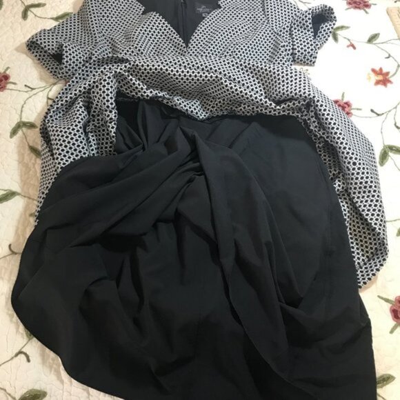 Adrianna Papell 12 A Line Dress Patterned Dots​​​ - Picture 2 of 8